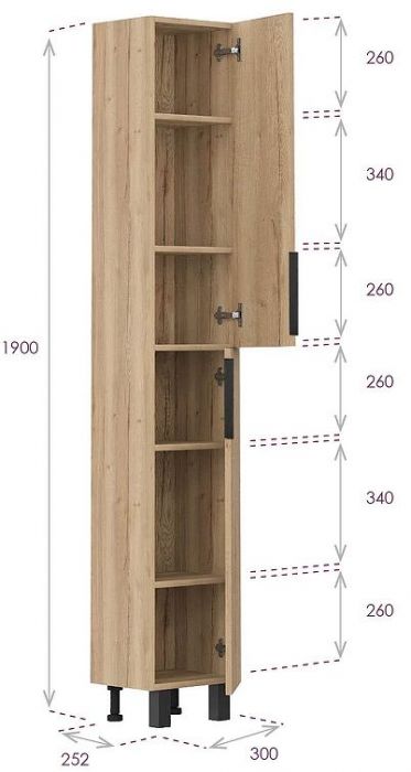 Шкаф пенал Onika Легран 30 403083 цвет Дуб галифакс