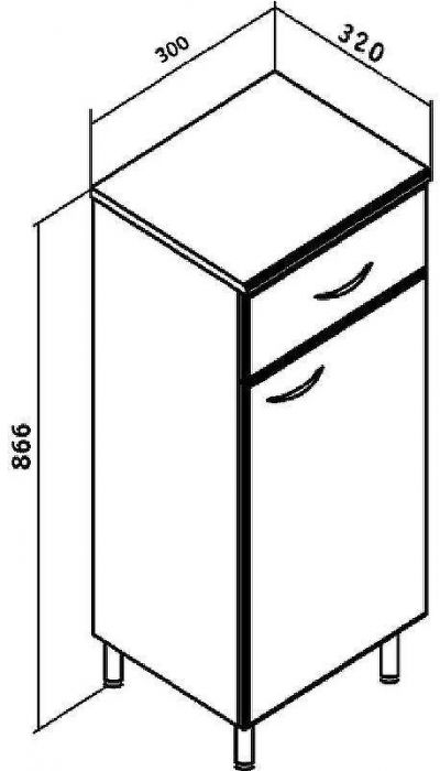 Тумба Runo Эконом 30 R 00000000110 Белая