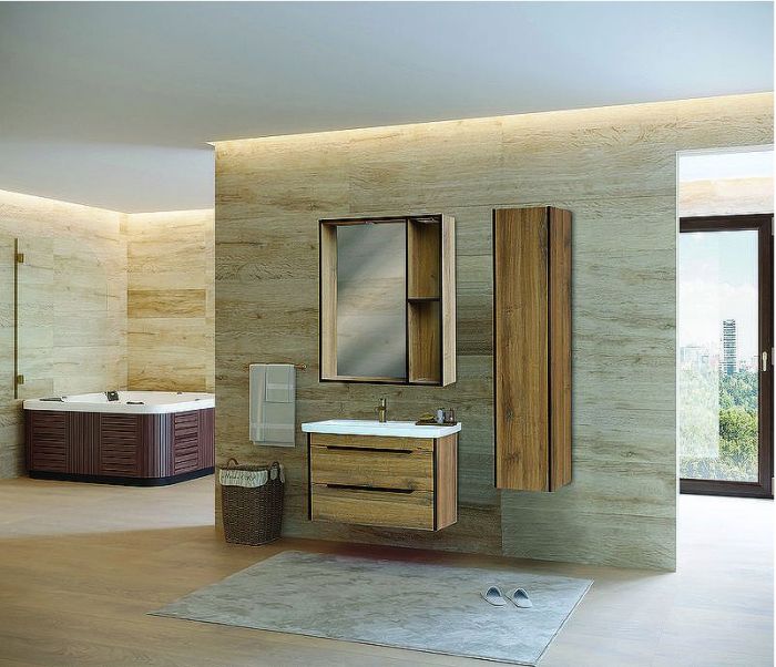 Зеркало Bellezza Бруно 70 4612211030491 с подсветкой Табакко