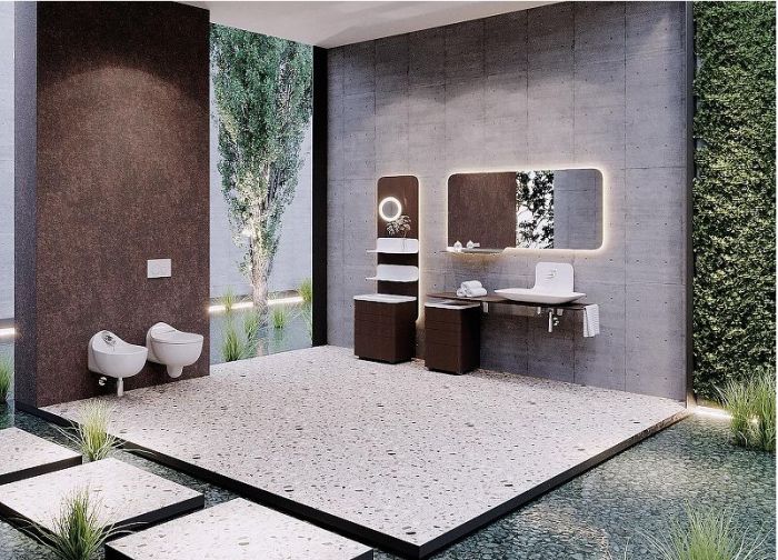 Полка Creavit Foglia 60 FL1060.00 с зеркалом и подсветкой цвет Коричневый