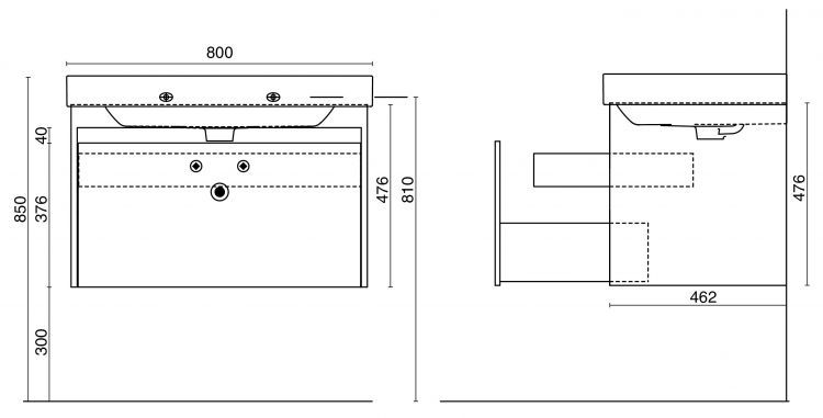 Тумба BUONGIORNO под умывальник подвесная 80 см европейский белый с 1 выдвижным ящиком + 1 внутренний ящик