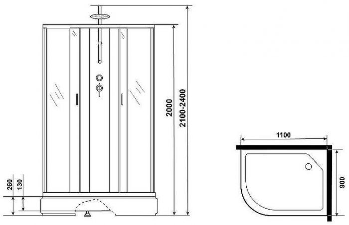 Душевая кабина Niagara Classic 110х90 R NG-33194-14RBKT без гидромассажа