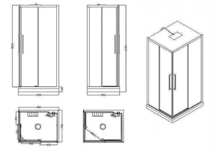 Душевая кабина Esbano Muse ESM-108CKR 100x80 L ESKM108CKRL без гидромассажа
