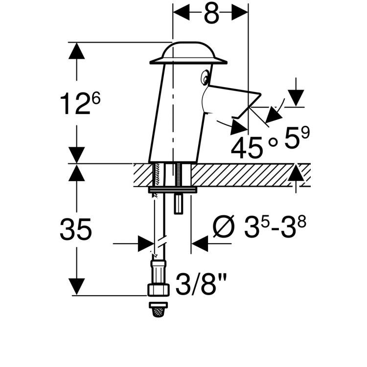 Смеситель для раковины Geberit Bambini с питанием от батареи Смеситель для раковины Geberit Bambini с питанием от батареи