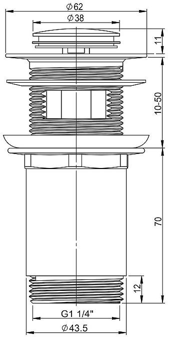 Донный клапан Wellsee Drainage System 182130000 click-clack цвет Черный матовый