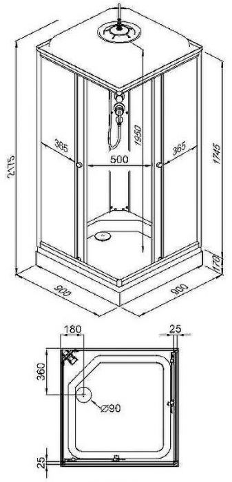 Душевая кабина Triton Сатин-К 90x90 А Щ0000058486 без гидромассажа