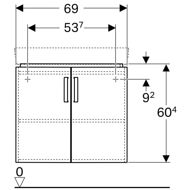Тумба под раковину угловая Geberit Renova Nr.1 Comprimo, 69x49, белый матовый [862150000]