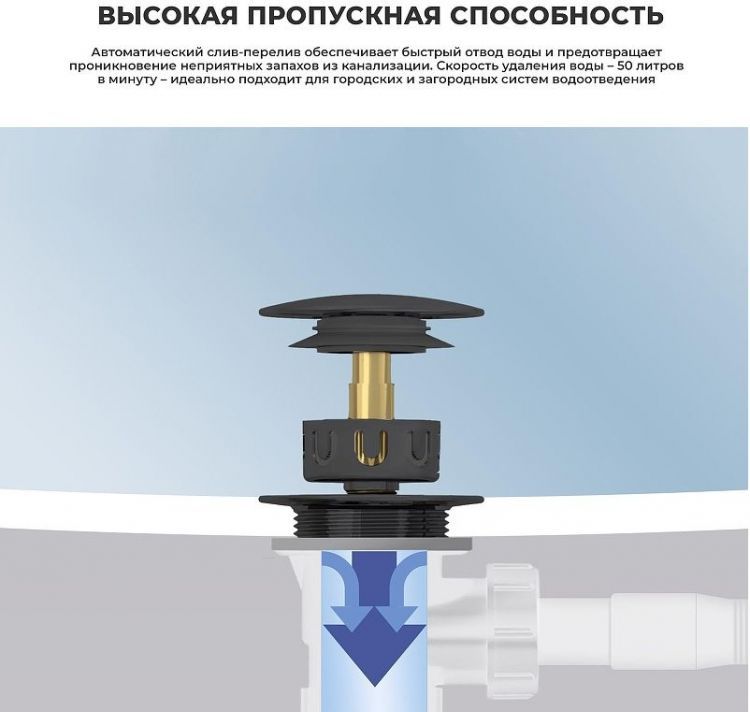 Слив-перелив Wellsee Useful Extras 231914000 click-clack цвет Черный матовый