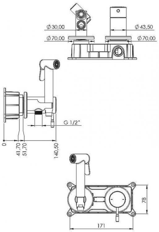 Гигиенический душ со смесителем Teska Atlas Tera T5736 Хром Гигиенический душ со смесителем Teska Atlas Tera T5736 Хром