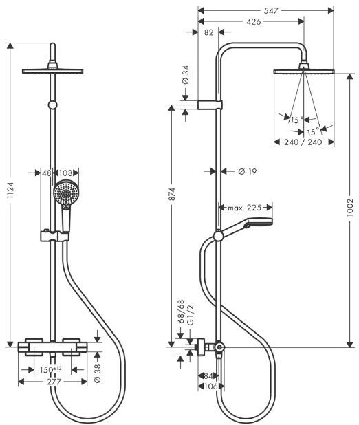 Hansgrohe Vernis Shape Душевая система, с термостатом, цвет: черный матовый