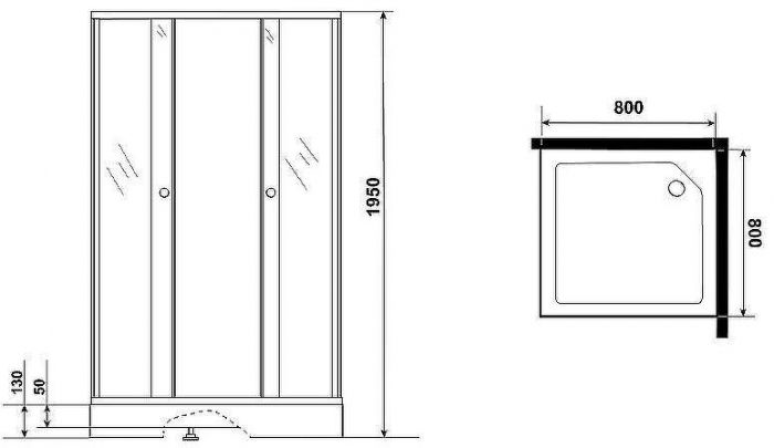 Душевой уголок Niagara Eco 80х80 NG-008-14QT профиль Черный стекло тонированное