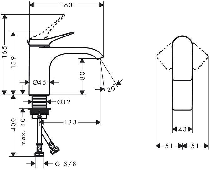 Hansgrohe Vivenis Смеситель на раковину, на 1 отв., цвет хром