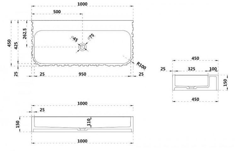 Раковина Abber Stein 100 AS2652-1.0 Белая матовая