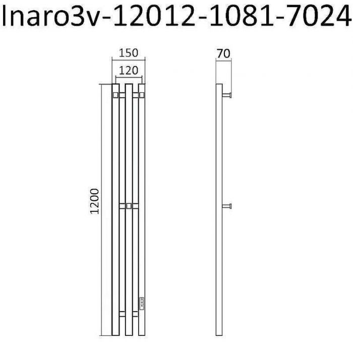 Электрический полотенцесушитель Маргроид Inaro3v профильный 1200x150 Inaro3v-12012-1081-7024 Графитовый серый