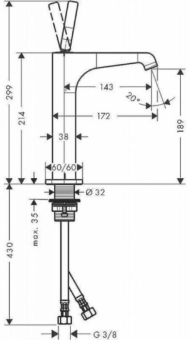 Смеситель для раковины Axor Citterio E 36103000 Хром