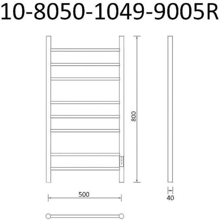 Электрический полотенцесушитель Маргроид Вид 10 800x500 10-8050-1049-9005R правый Черный матовый
