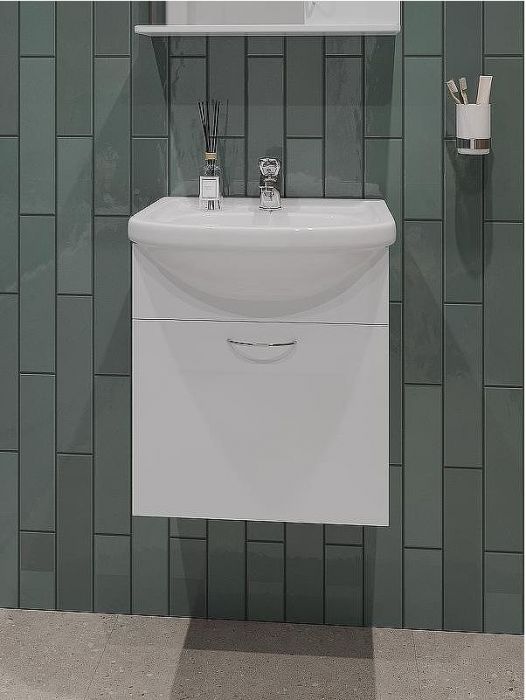 Тумба с раковиной Orange Лайт 45 LRA-45TUW+RA подвесная Белый глянец