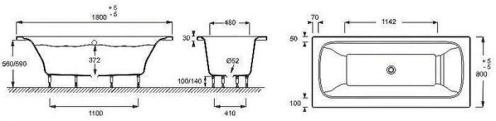 Ванна из материала Flight Jacob Delafon Elite 180x80 E6D032RU-00 без гидромассажа