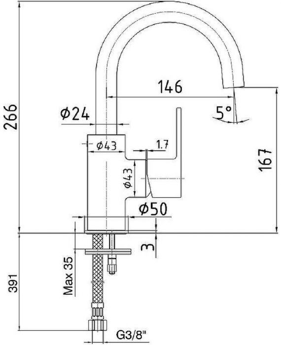 Смеситель для раковины E.C.A. Nita 102188036EX Хром