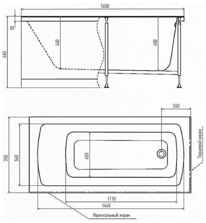 Акриловая ванна Alex Baitler Garda 160x70 без гидромассажа