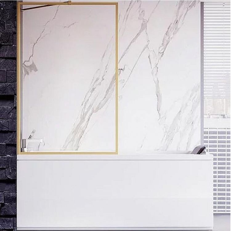 Шторка на ванну Veconi Palau 70 PL85G-70-01-C7 профиль Брашированное золото стекло прозрачное