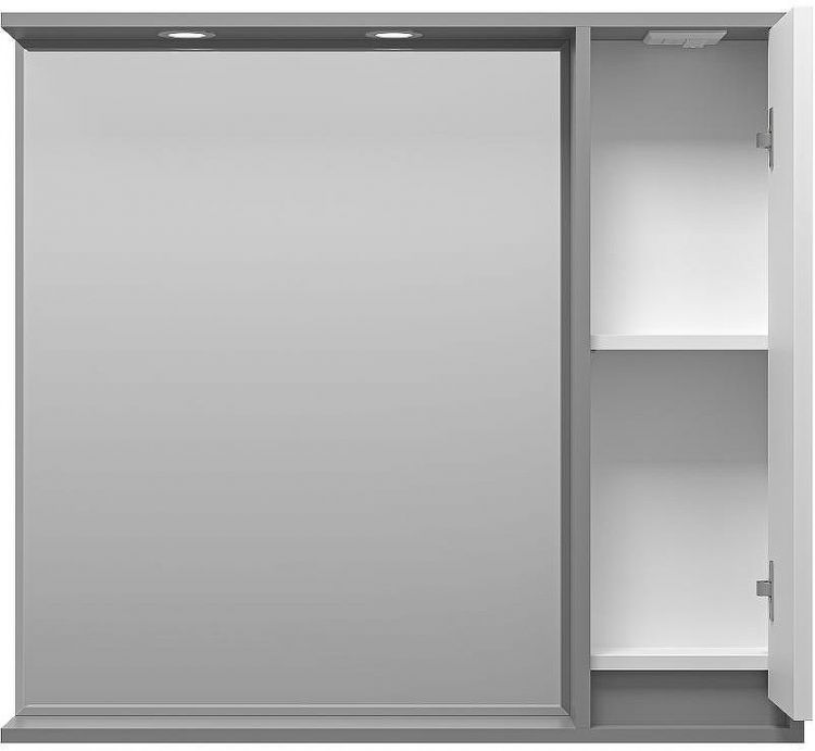 Зеркало со шкафом Brevita Balaton 90 R BAL-04090-01-01П с подсветкой Белое матовое Серое матовое