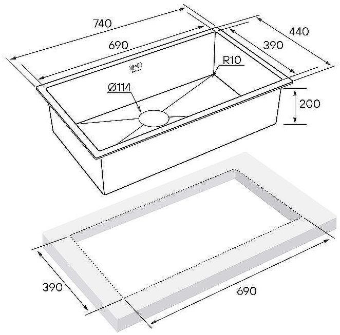 Кухонная мойка Paulmark Next 74 Uni PM217444-BG Брашированное золото