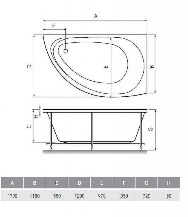 Акриловая ванна Relisan Eco Plus Ибица 170х120 L Гл000023027 без гидромассажа Акриловая ванна Relisan Eco Plus Ибица 170х120 L Гл000023027 без гидромассажа