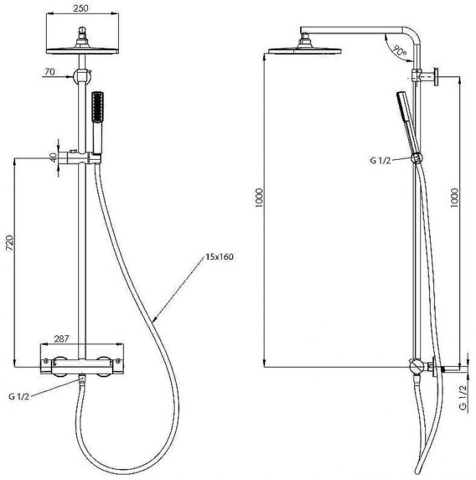 Душевая система Teska Devon DK2308 Черный матовый