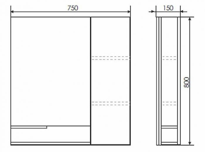 Зеркало со шкафом Comforty Верона 75 00004137100 Дуб белый