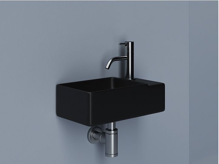 Умывальник CERAMICANOVA Element подвесной прямоугольный (чаша слева, отверстие под смеситель справа) цвет черный матовый CN5045MB