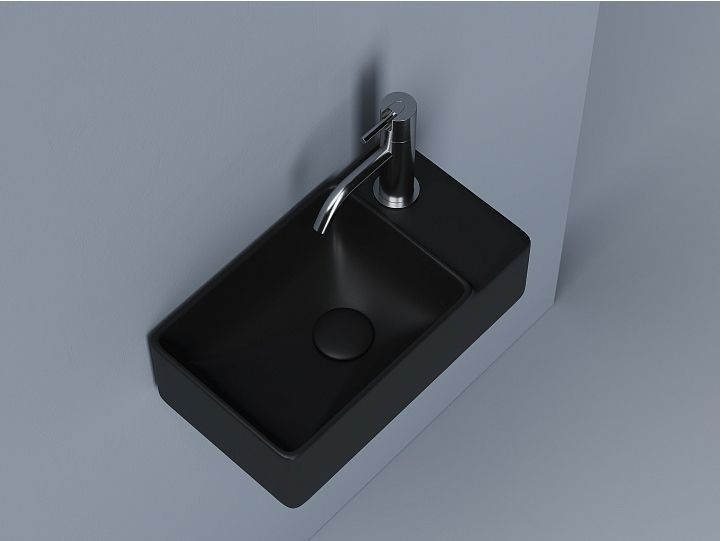 Умывальник CERAMICANOVA Element подвесной прямоугольный (чаша слева, отверстие под смеситель справа) цвет черный матовый CN5045MB