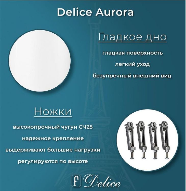 Чугунная ванна Delice Aurora 150х70 DLR230603R с отверстиями под ручки без антискользящего покрытия