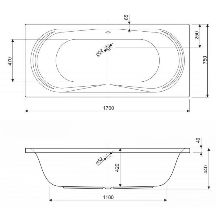 Универсальный комплект ног для прямоугольных акриловых ванн CEZARES AMALFI, ARENA, ARNO, MODENA, PLANE MINI
