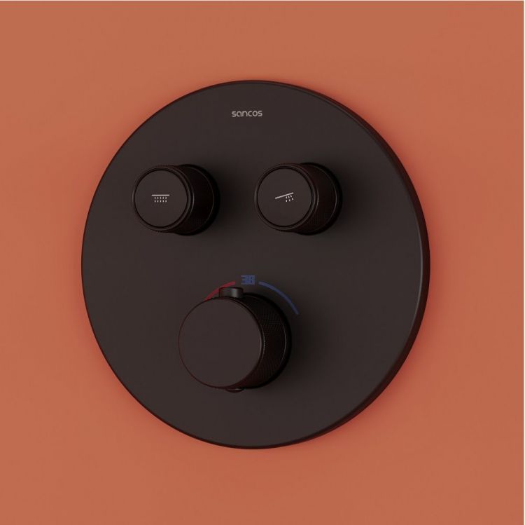 Душевой комплект SANCOS Link встраиваемый, c термостатическим смесителем, цвет черный матовый, SC3005MB Душевой комплект SANCOS Link встраиваемый, c термостатическим смесителем, цвет черный матовый, SC3005MB