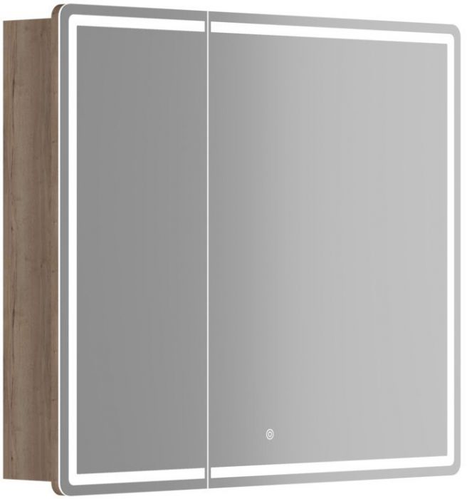 Зеркальный шкаф SANCOS для ванной комнаты SANCOS Mirror 890x150х740 мм, с LED подсветкой, цвет дуб галифакс натуральный, MI90EG