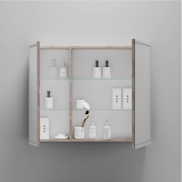 Зеркальный шкаф SANCOS для ванной комнаты SANCOS Mirror 890x150х740 мм, с LED подсветкой, цвет дуб галифакс натуральный, MI90EG