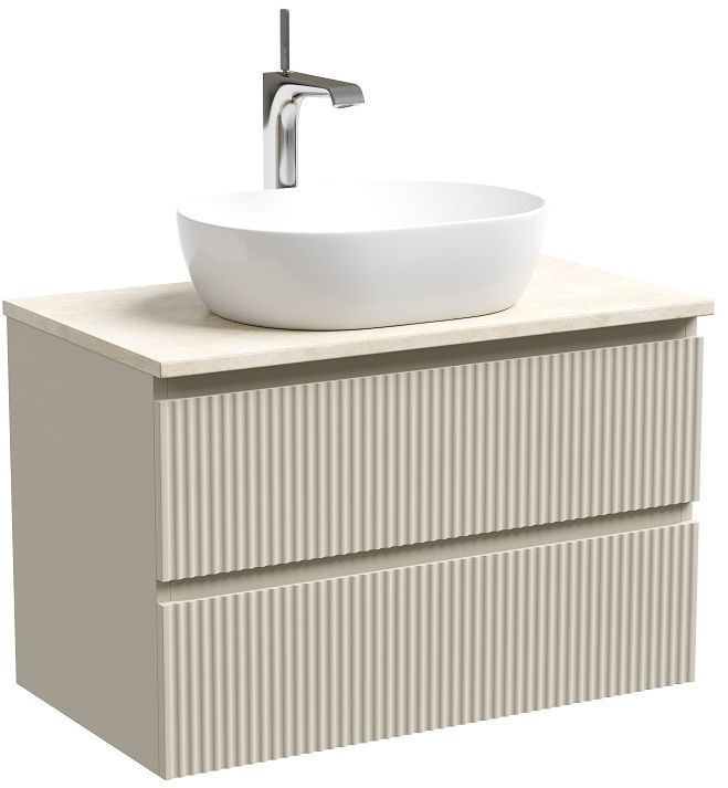 Тумба подвесная SANCOS Snob R, Beige Soft 790х445х500, под столешницу с отверстием под смеситель, цвет Kreman, SNR80CE