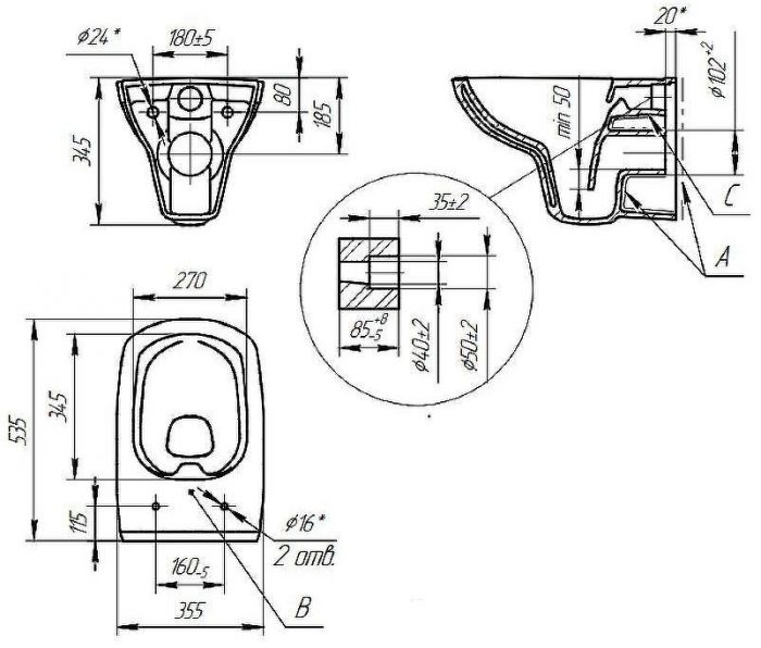 Комплект унитаза с инсталляцией Cersanit Carina 64440 с сиденьем Микролифт и клавишей смыва Хром матовый