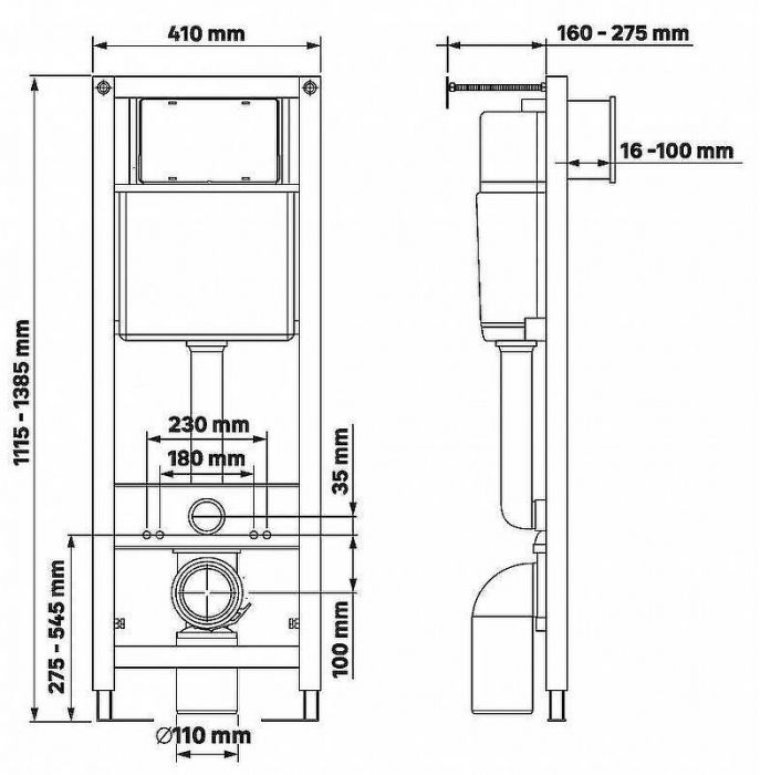 Инсталляция Berges Atom 040330 для унитаза без клавиши смыва