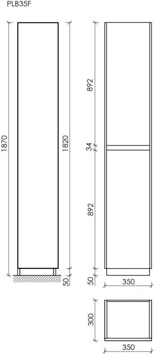 Шкаф-пенал SANCOS напольный Libra Floor, белый глянец 350х300х1870 мм, PLB35FW