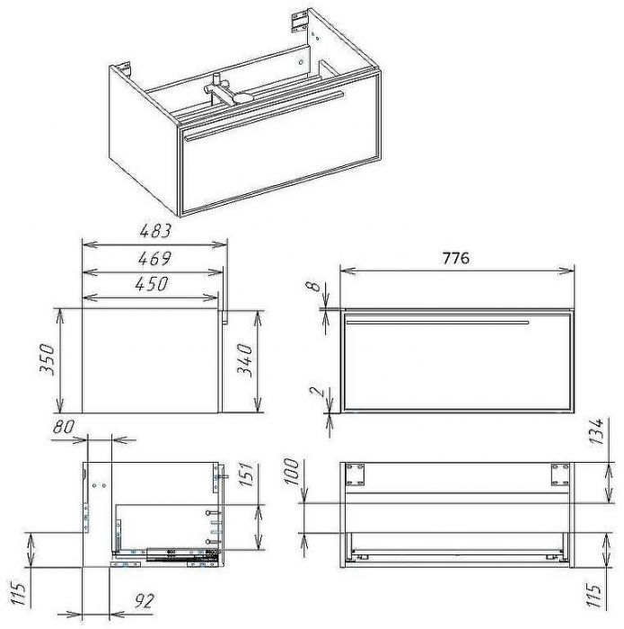 Тумба под раковину La Fenice Elba 80 FNC-01-ELB-BG-80 подвесная Синяя матовая