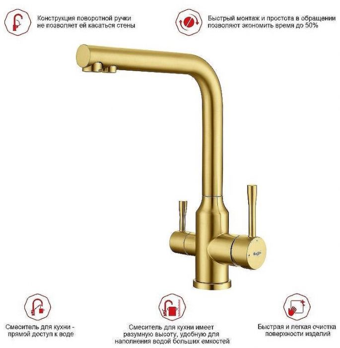 Смеситель для кухни Raglo R81.61.03 Золото матовое