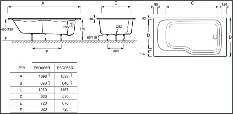 Акриловая ванна Jacob Delafon Bain-Douche Malice 160x85 E6D066R-00, правая Акриловая ванна Jacob Delafon Bain-Douche Malice 160x85 E6D066R-00, правая