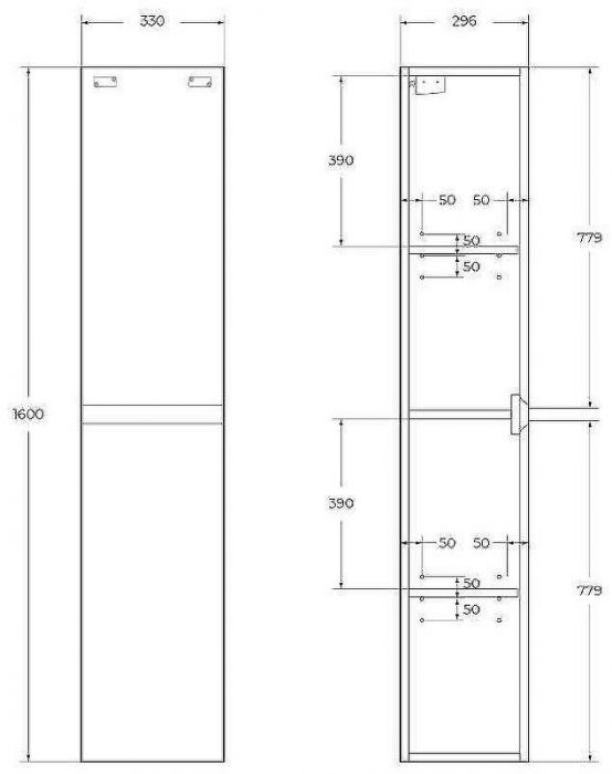 Шкаф пенал BelBagno Kraft 33 R KRAFT-1600-2A-SC-CG-R подвесной Cemento Grigio