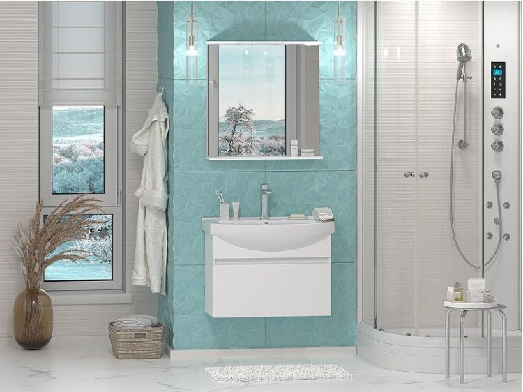 Тумба с раковиной Misty Монро 75 УТ000023886 подвесная Белая