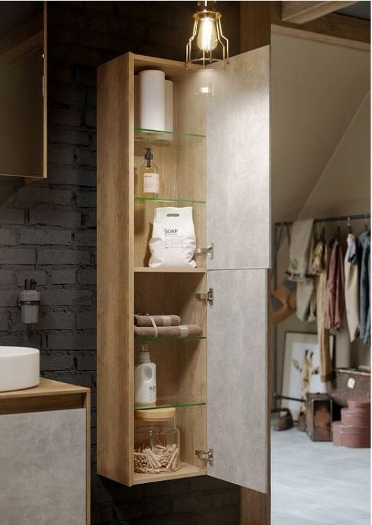 Корпус шкафа пенала Aqwella 5 Stars Mobi 36 MOB0535BS подвесной Бетон светлый