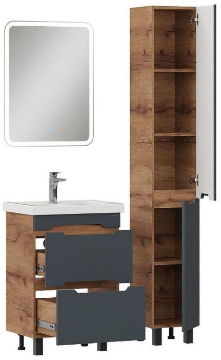 Шкаф пенал Onika Айленд 30 403084 цвет Дуб крафт золотой Графит