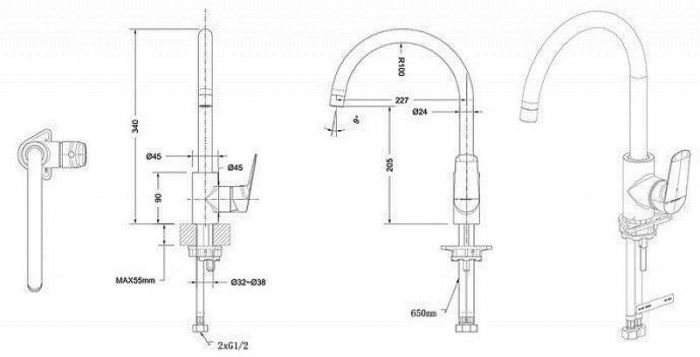 Смеситель для кухни Bravat Rhein F7429564CP-ENG Хром