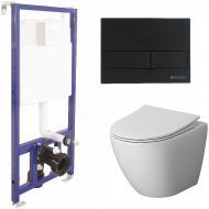 Комплект унитаза Niagara Vista NG-9301 с инсталляцией Berges Novum L5 040215 с сиденьем Микролифт и Черной матовой клавишей смыва